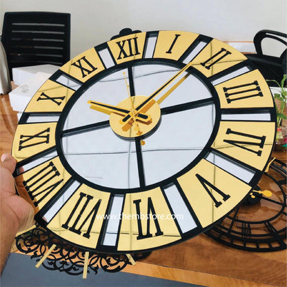 Silver golden rail clock