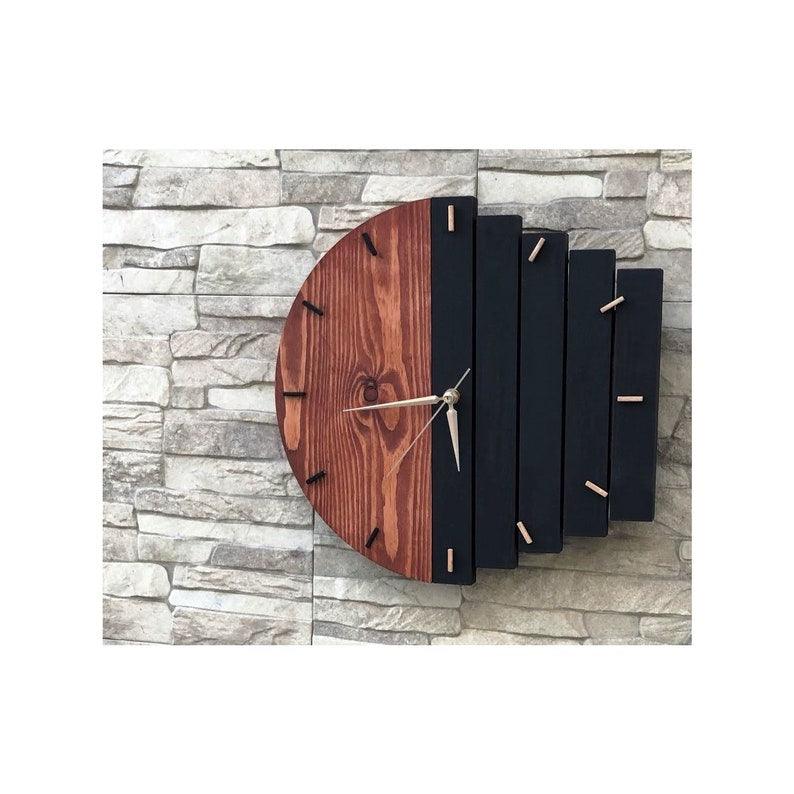 Wooden Black Tile Analog Clock