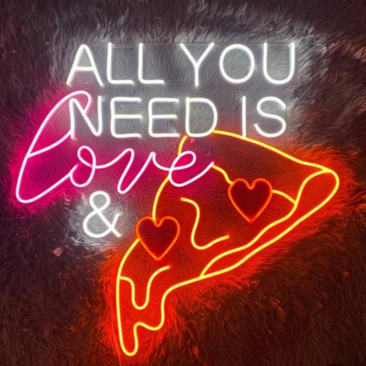 All you need is Love & Pizza Neon Sign | Neon For Cafe | Pizza Neon - Makkar & Brothers