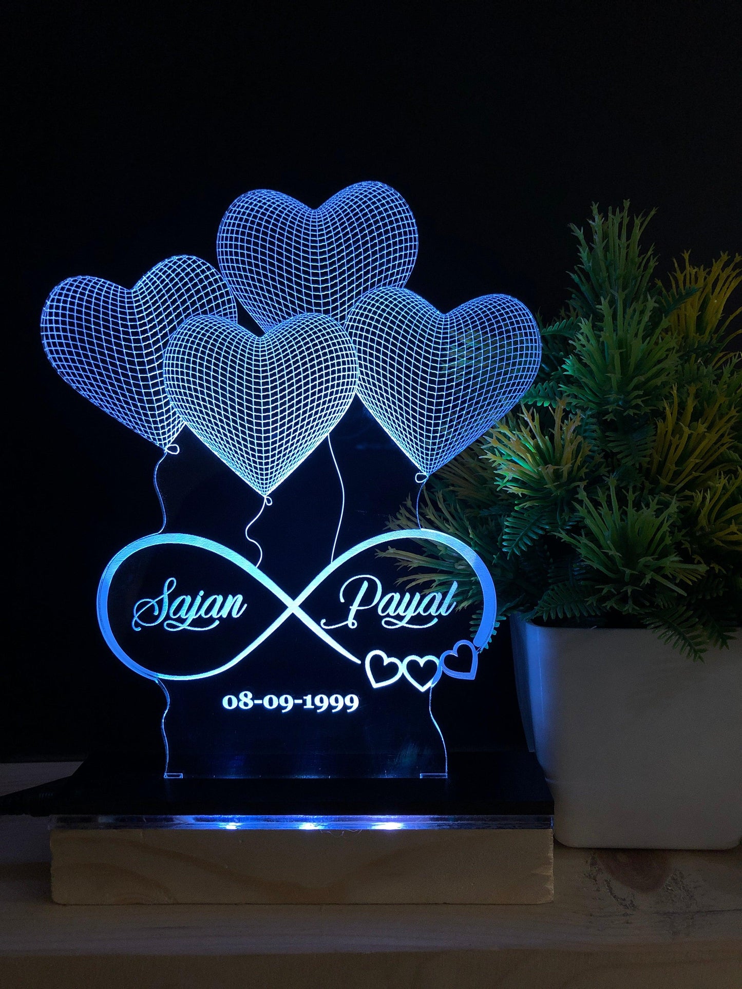 custom 4 Heart Illusion Lamp
