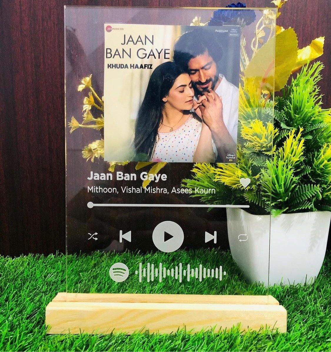 Spotify Plaque with Wooden Base - Makkar & Brothers