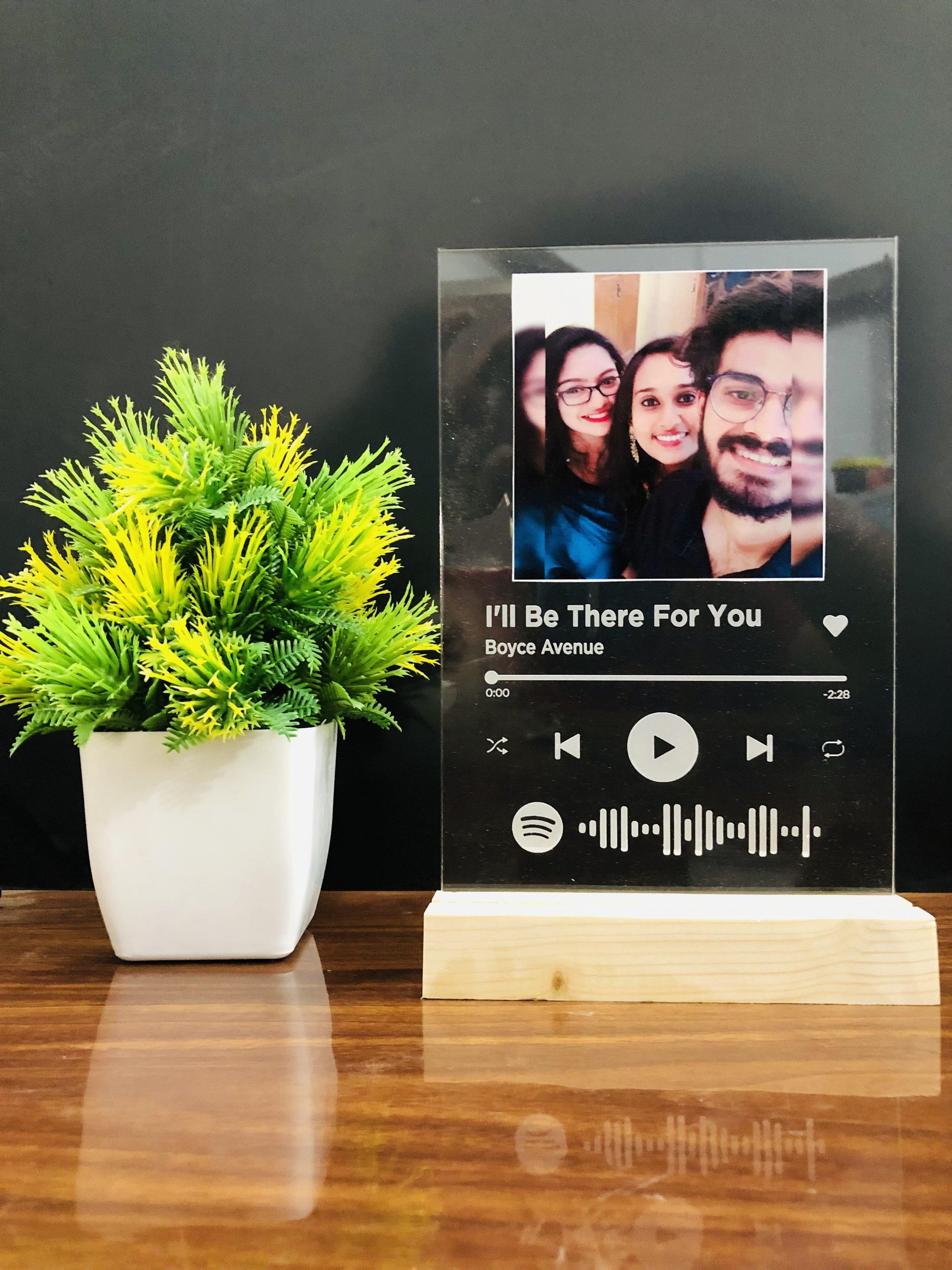 Spotify Plaque with Wooden Base - Makkar & Brothers