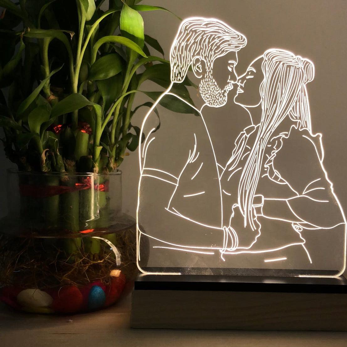 3D Customisable Illusion Couple Line Art Lamp